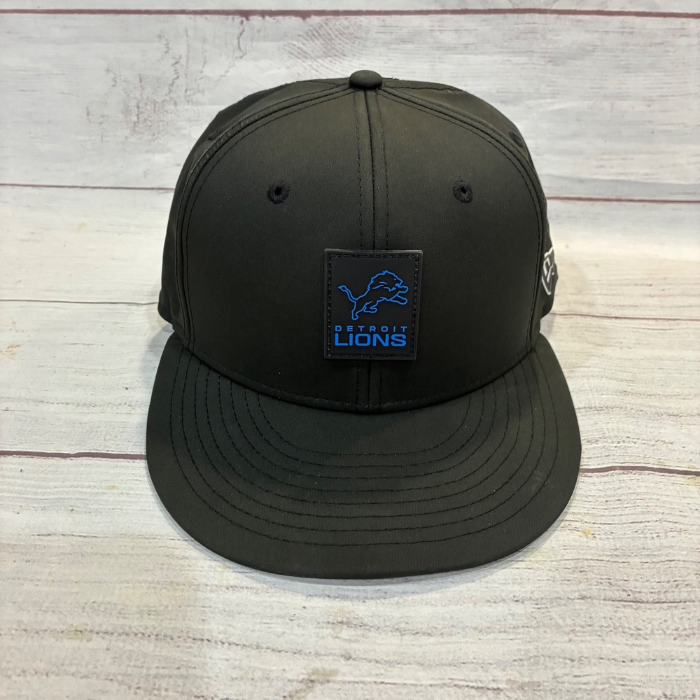 New Era 59FIFTY Detroit Lions Fitted Hat Mens 7‎ 1/8 Black NFL Cap NWOT